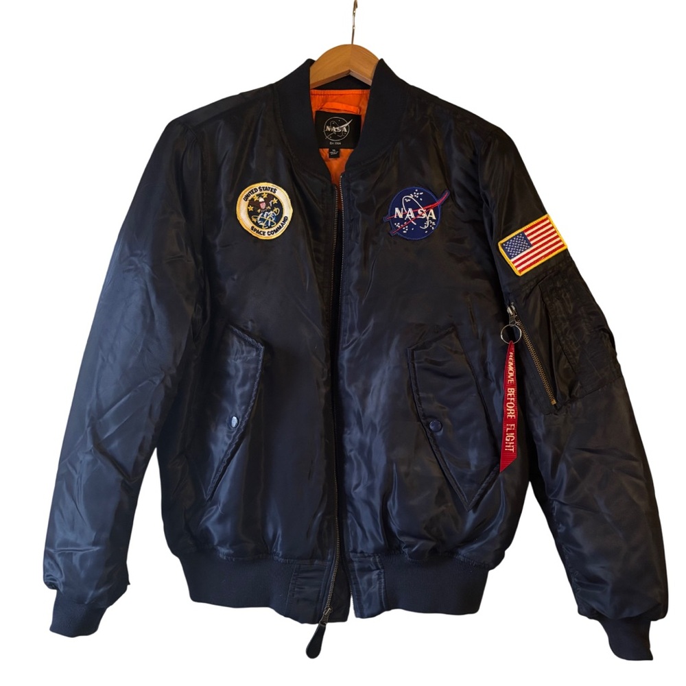 NWT Bravo Series NASA Bomber Jacket Size L Youth in navy